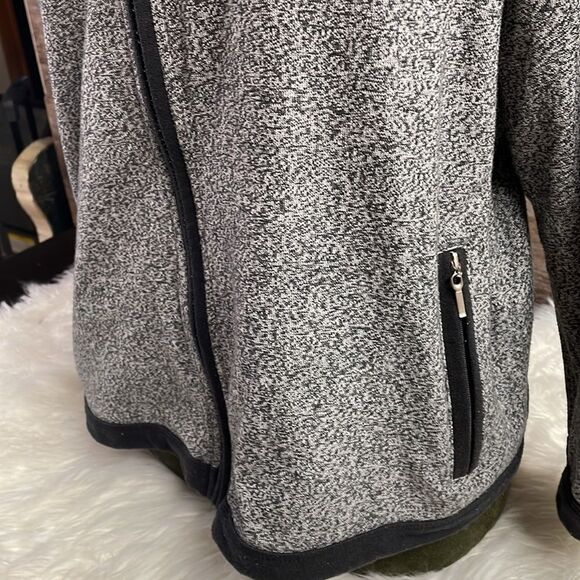 Koret Petite Front Zip Jacket Zip Front, Pockets Embroidered Gray Black Size PL - Picture 5 of 10